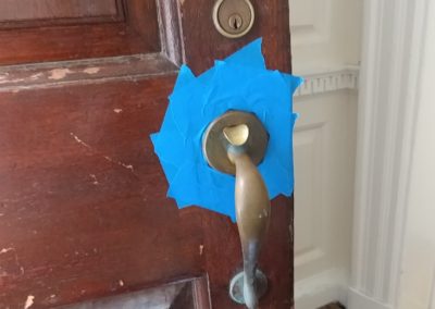metal restoration brass door handle before cleaning